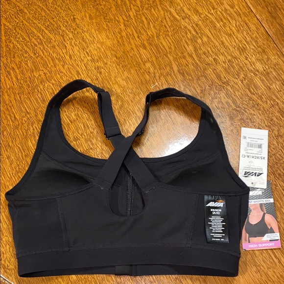 XS Avia Front Close A B C Cup Black Sport Bra Zipper Front Mesh High Support NWT - Picture 8 of 14